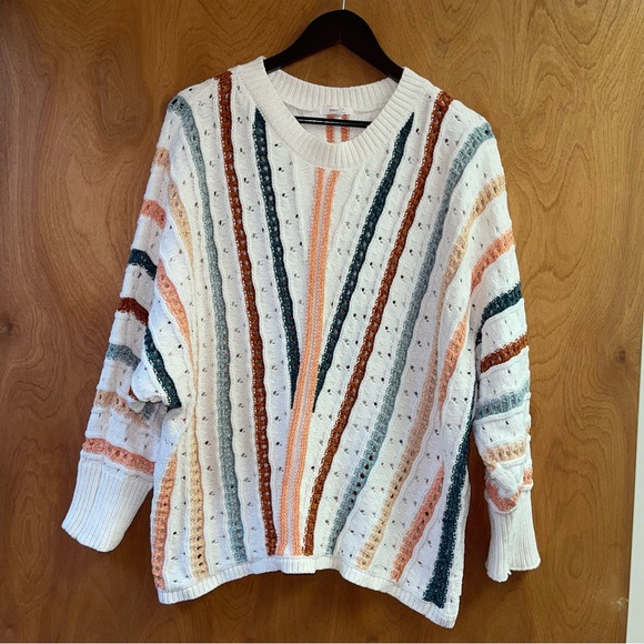 Maurice’s Plus Size Chenille Striped Dolman Sweater Women’s Size 1X Fall Colors - Picture 3 of 9